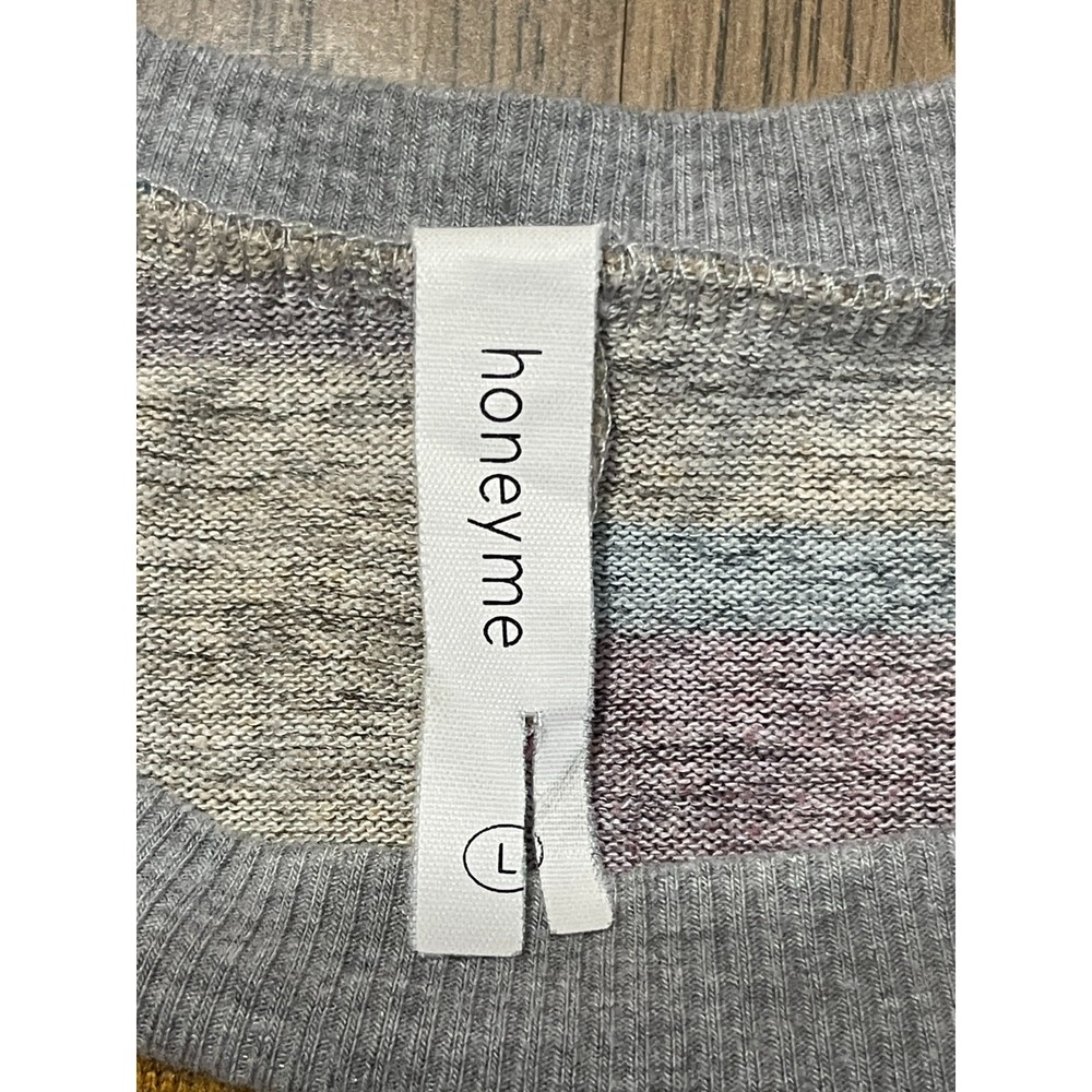 Honeyme Shirt, Women's Size Large, Yellow Blue Red, Striped, Long Sleeve - Picture 7 of 9